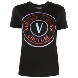 NEW VERSACE JEANS COUTURE Black V-Emblem T-Shirt (XL) runs Small like Medium